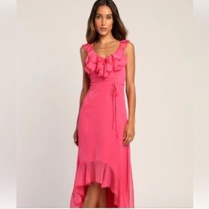 Lulu's Pink Ruffle High-Low Dress